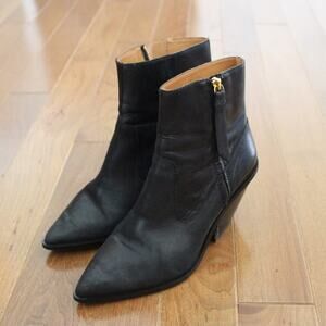 & Other Stories Black Leather Chunky Heel Ankle Boots Booties 9.5